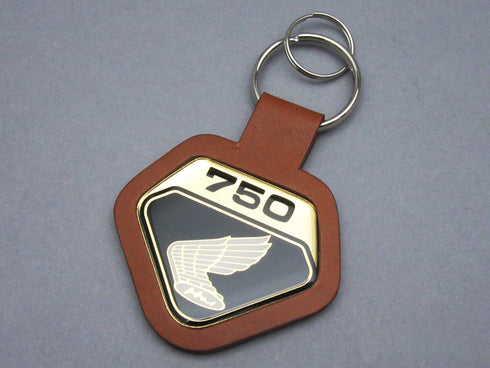 K0 Brown Leather Keychain (Black x Gold)