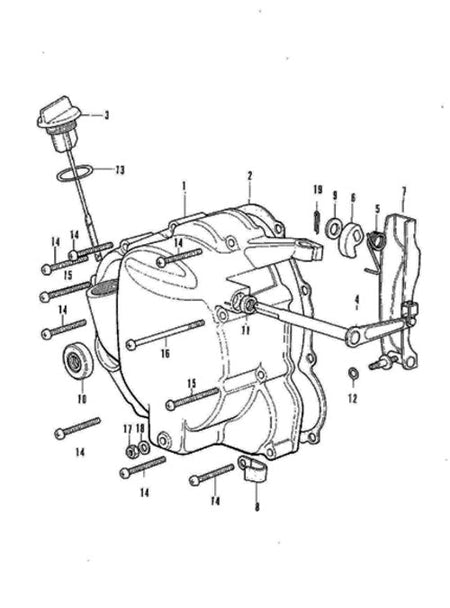 E-8.R.クランクケースカバー・クラッチレバー (CB350F)