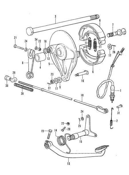 F-16. Rear brake pedal panel (CB350F)